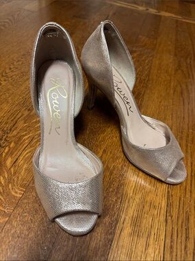 Rowen Metallic Peep-Toe Heels - Champagne